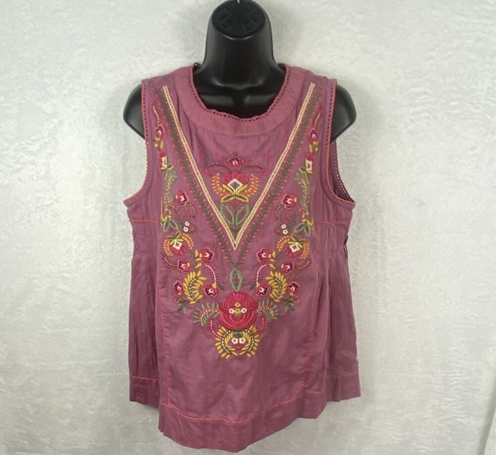 Sundance NWT Sleeveless Top Women’s M Embroidered Tunic Boho Festival